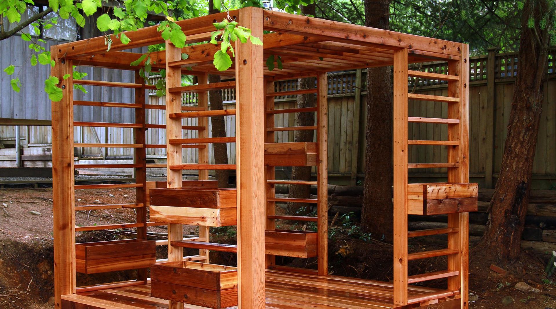 diy modern pergola with louvres project made of cedar