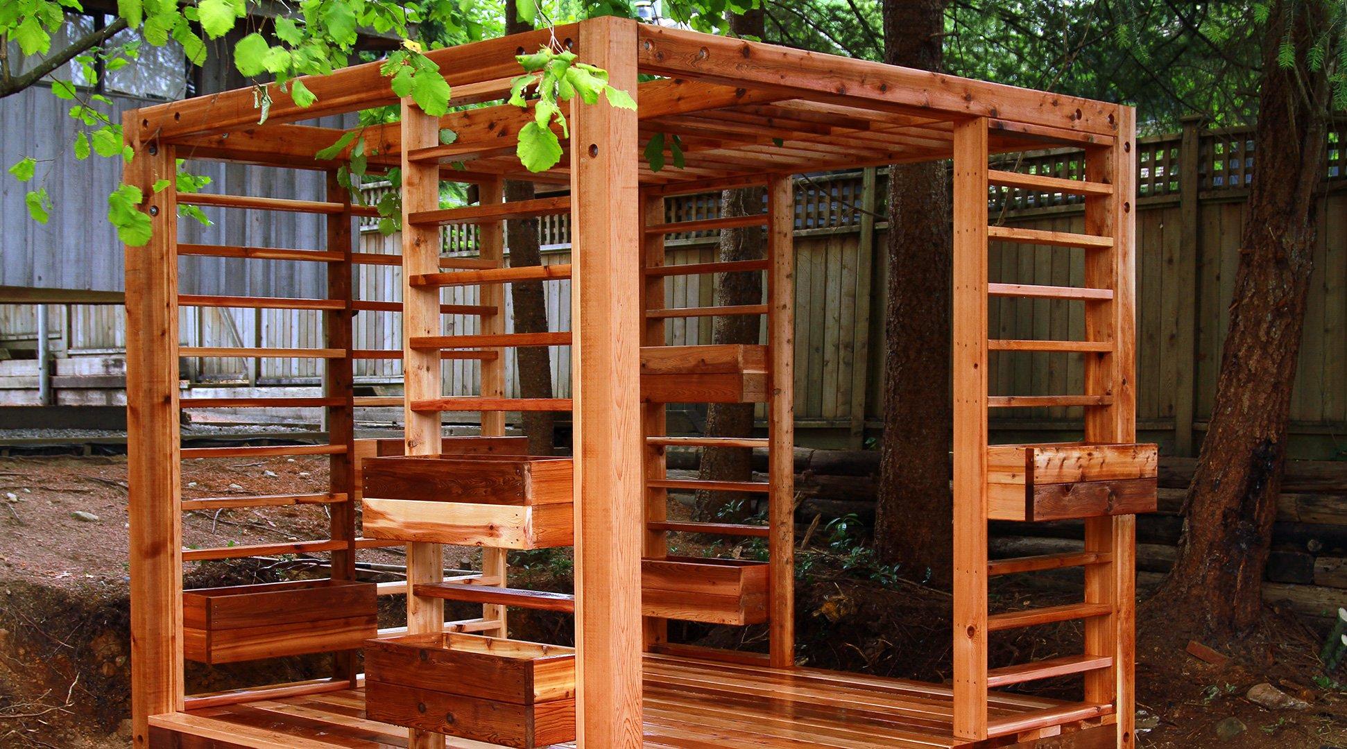 diy modern pergola with louvres project made of cedar
