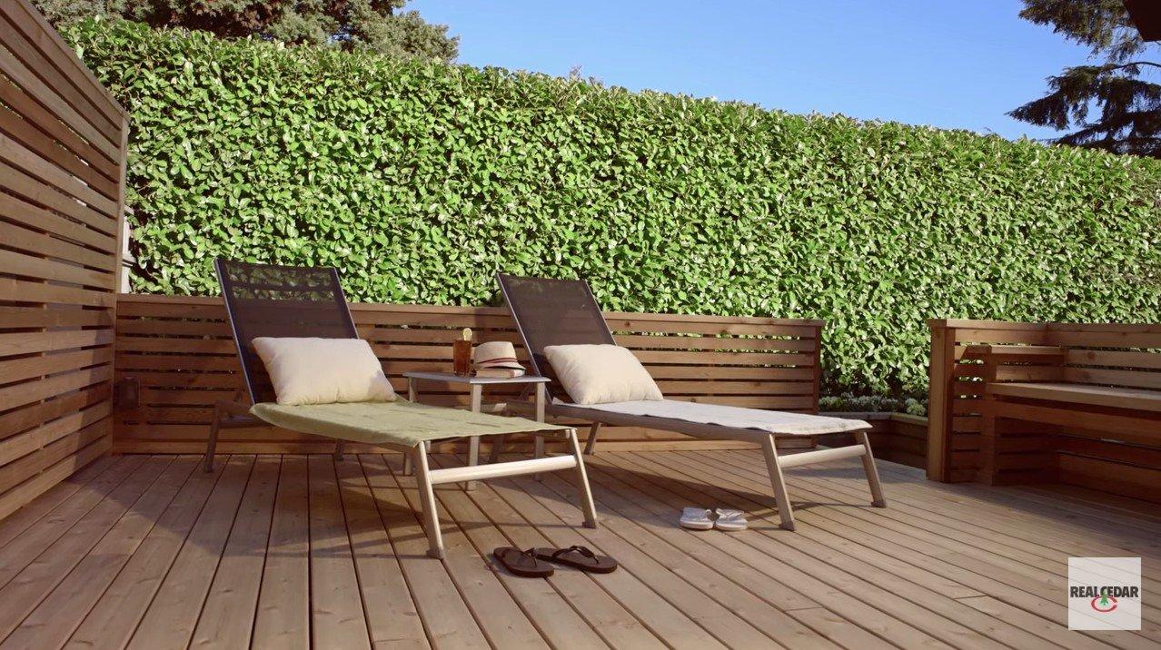 cedar decking and chaise lounge
