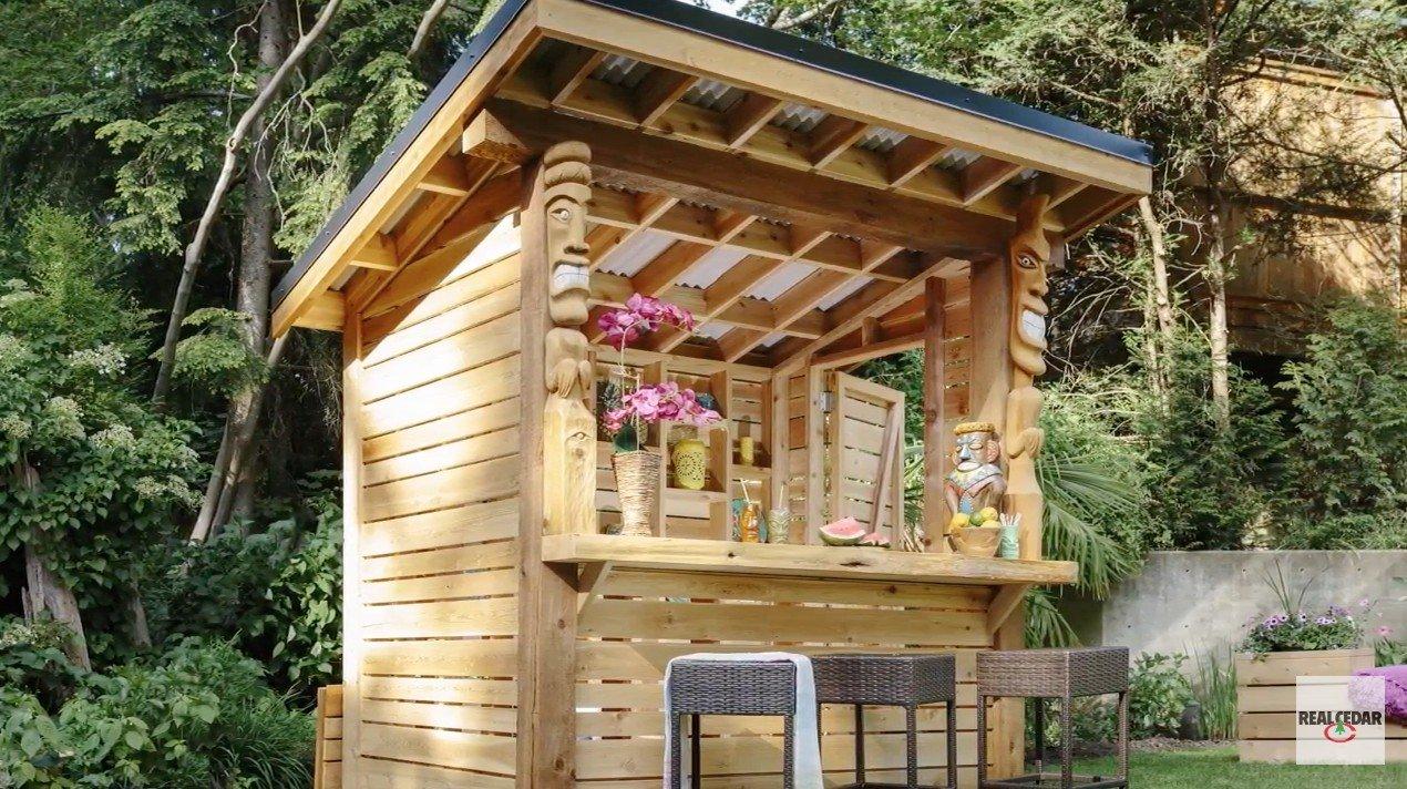 diy tiki bar made of cedar
