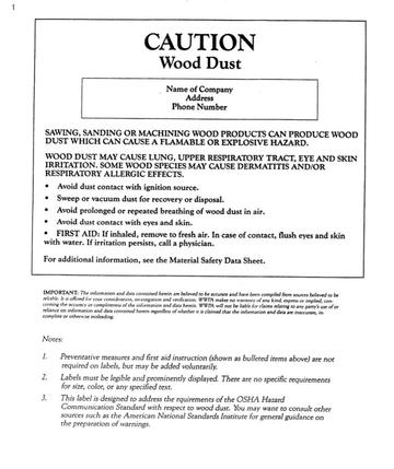 Material Safety Data Sheet - Wood Dust Publication